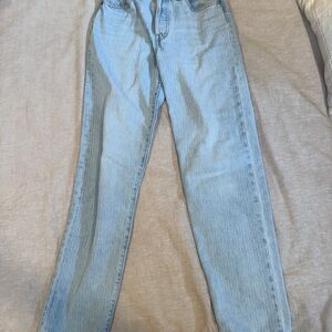 Levis Womens 501 Striped W25 L31 Denim Jeans High Rise